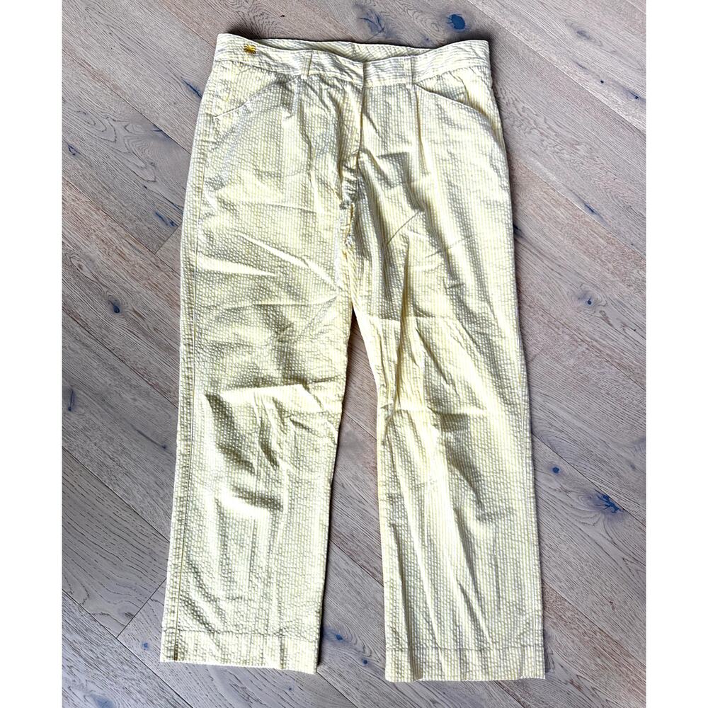 Lilly‎ Pulitzer Yellow White Pinstripe Lightweight Pants Size 8
